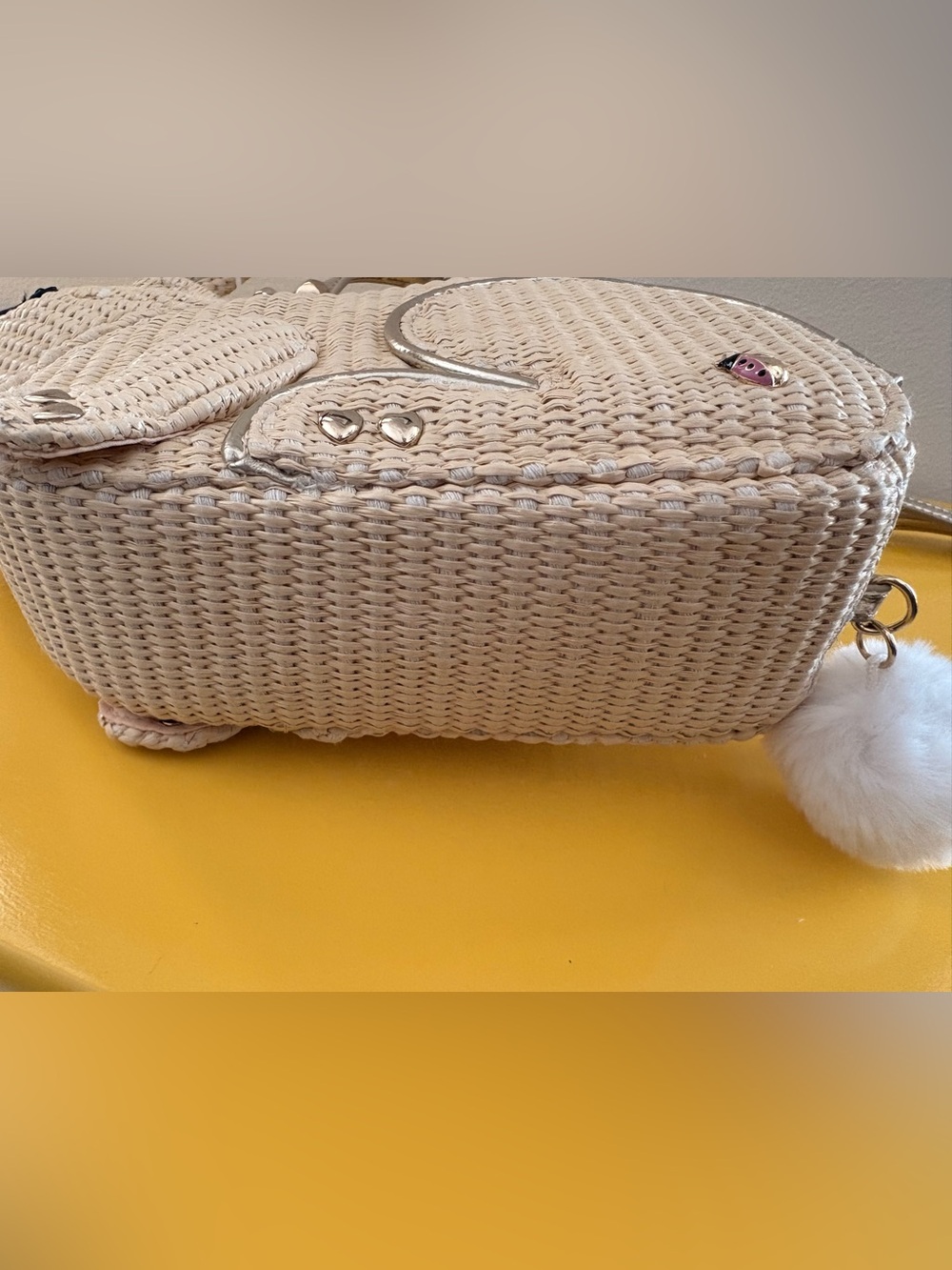 Betsey Johnson Raffia Bunny Mini Bag with Gold Accents - Picture 6 of 9